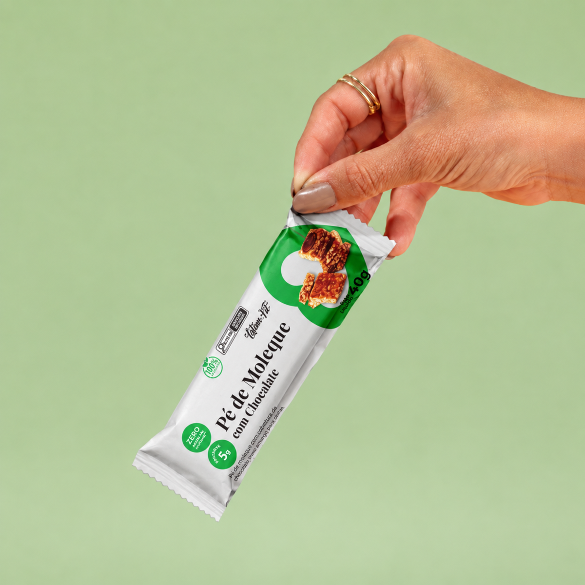 Pé de Moleque + proteína com Cobertura de Chocolate Vegano Zero 480g