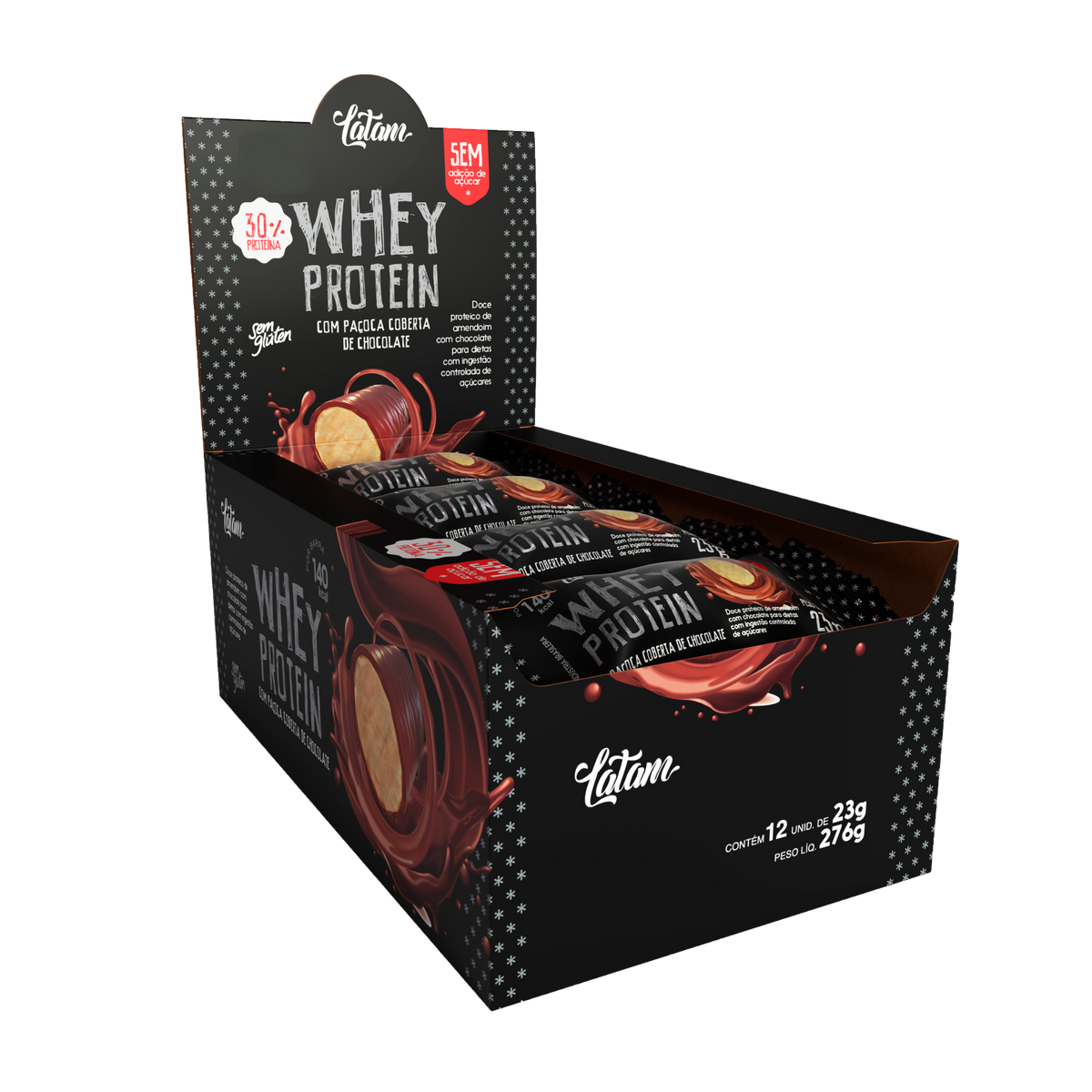 Paçoca com Whey Protein e chocolate -Zero Açúcar - 276g