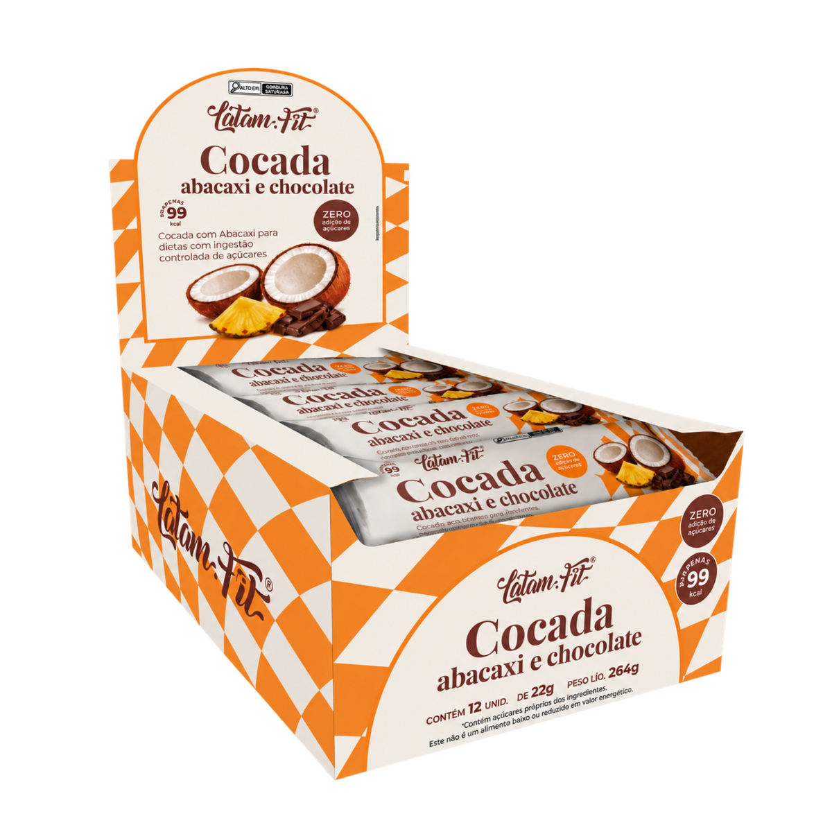 Cocada com Abacaxi e Chocolate Zero Açúcar - 300g