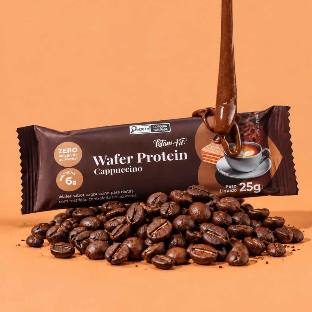 Wafer sabor Cappuccino coberto com Chocolate 300g