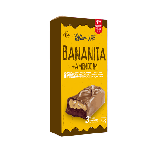 Banana + Amendoim Coberto com chocolate - Zero Açúcar - 75g