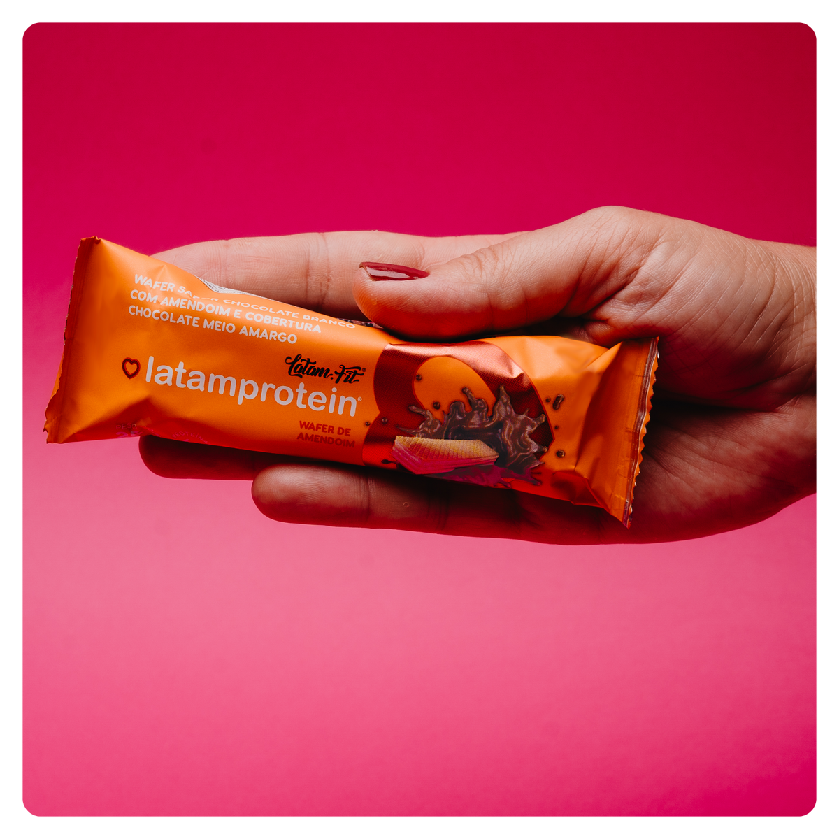 Wafer Amendoim + Proteína Coberto de Chocolate 50g