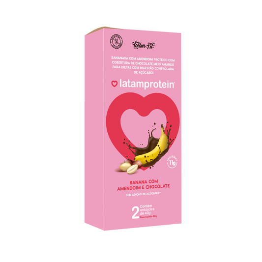 Banana + amendoim + proteína com chocolate - Zero açúcar - 80g
