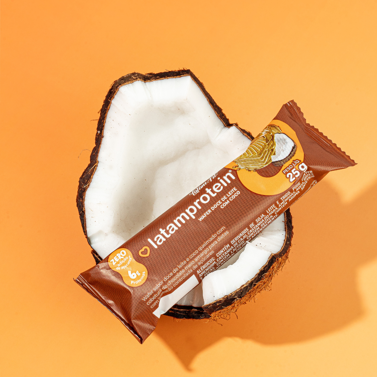 Wafer Doce de Leite com coco e Proteína Coberto de Chocolate 50g