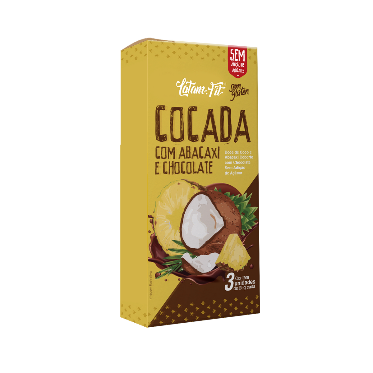 Cocada com Abacaxi e Chocolate Zero Açúcar 75g