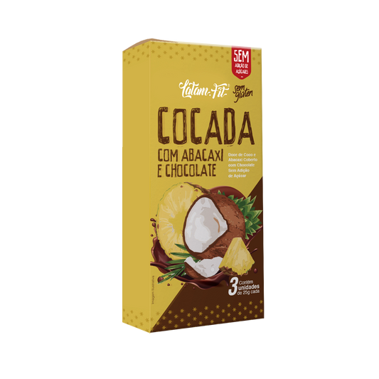 Cocada com Abacaxi e Chocolate Zero Açúcar 75g
