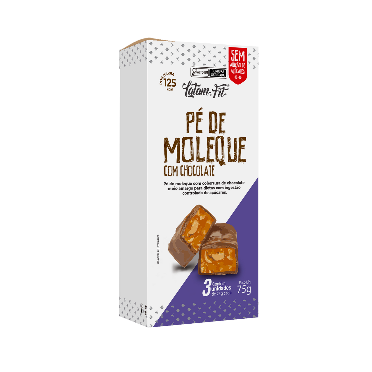 Pé de Moleque com chocolate - zero Açúcar 75g