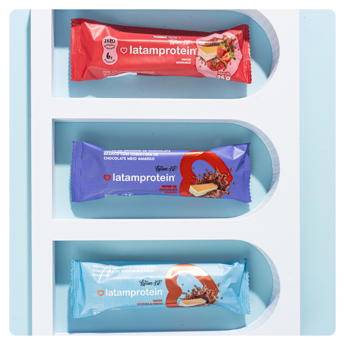 COMBO 2 CAIXAS MISTA LATAM PROTEIN - BARRAS DE FRUTAS E WAFERS COM PROTEÍNA ZERO AÇÚCAR SORTIDAS - 24 UNID - LATAM FIT