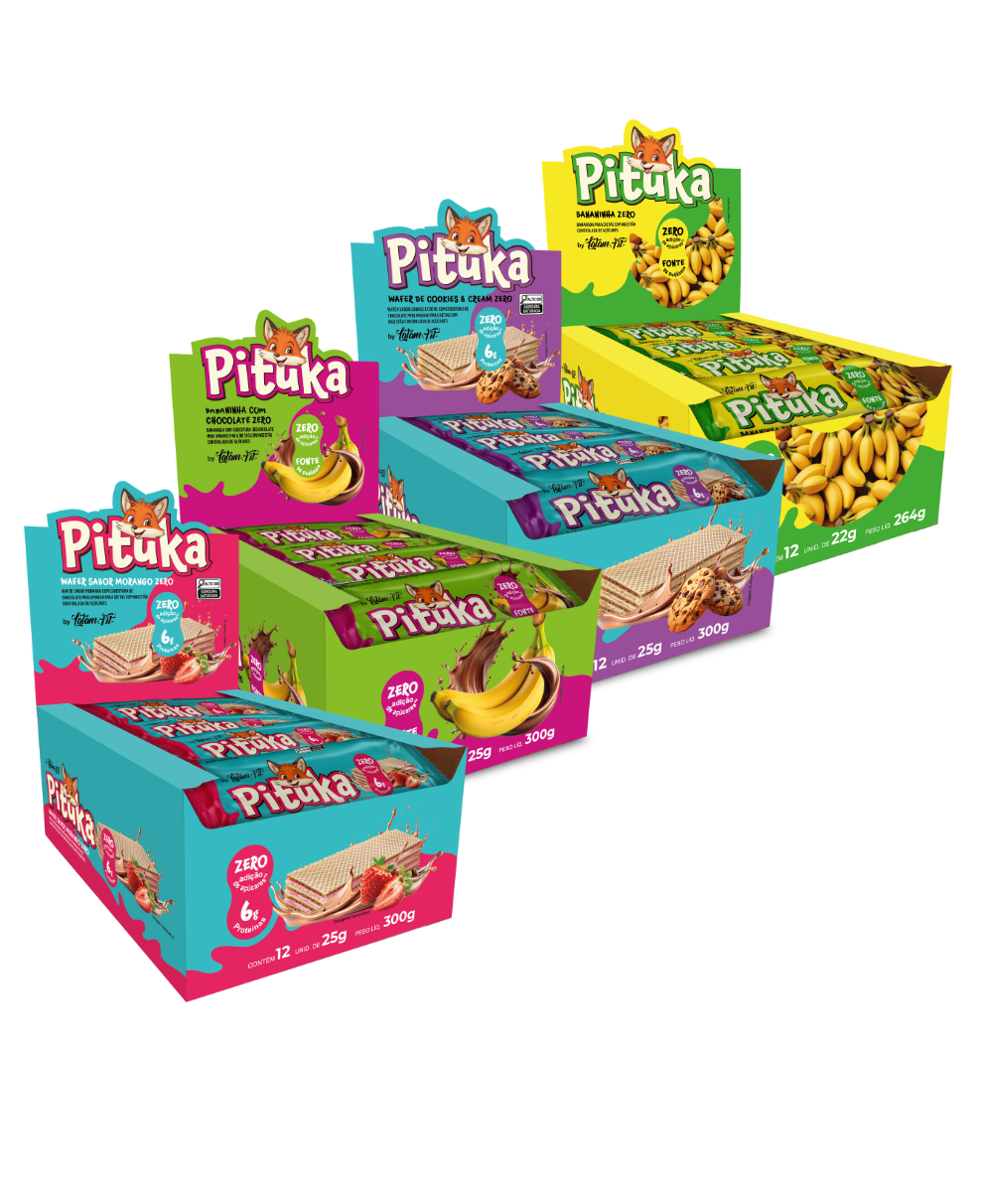 Combo Kids - Wafer cookies, Wafer morango, banana com choco e banana zero - 48 und