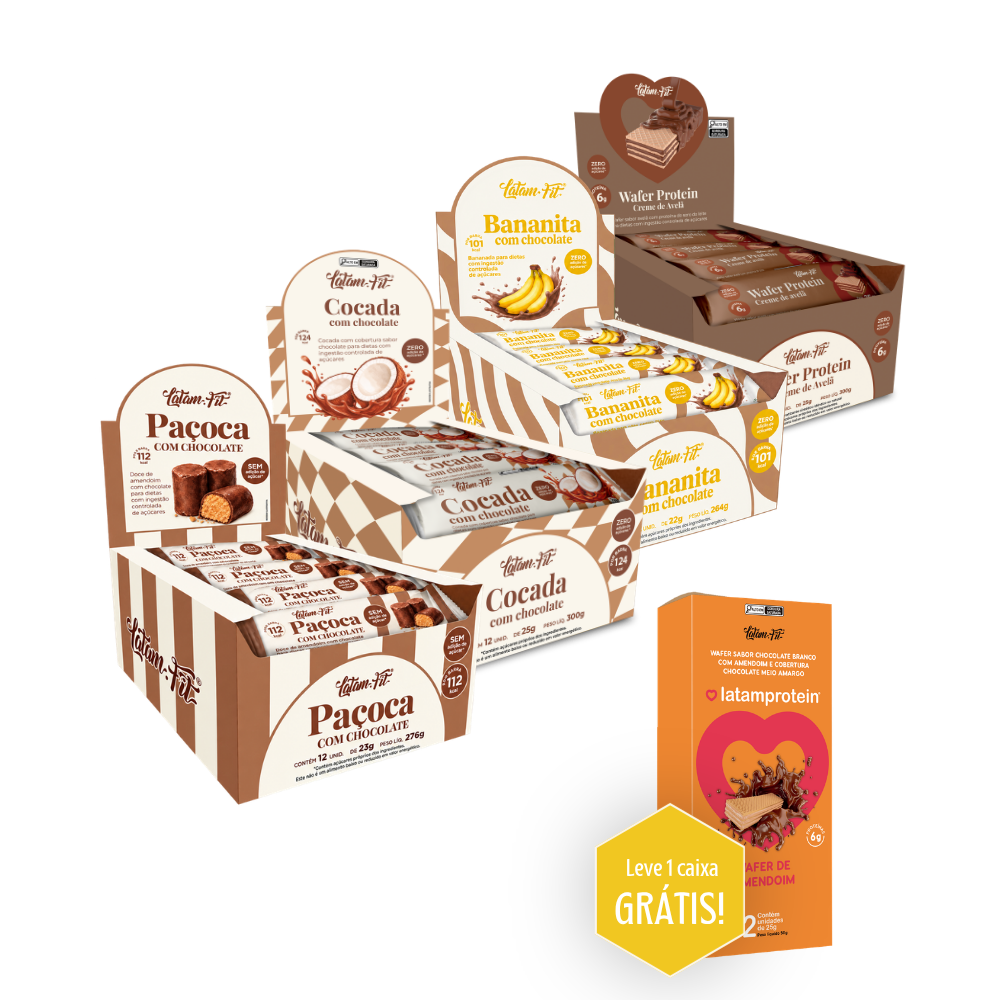 Choco Combo - Zero Açúcar - Paçoca, Bananinha, Cocada, Wafer creme de avela