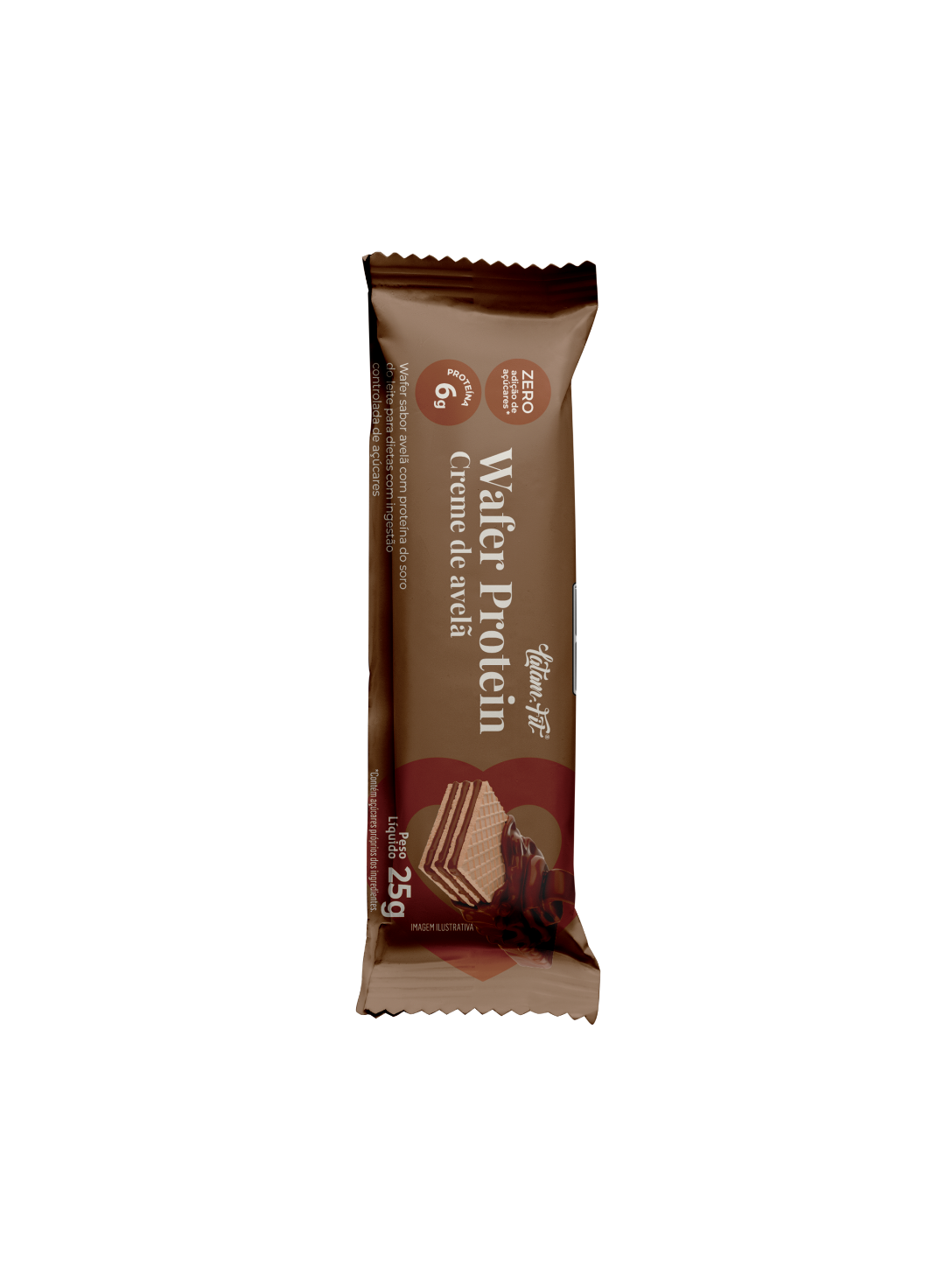 Wafer recheio sabor Creme de Avela com proteína coberto com Chocolate 300g
