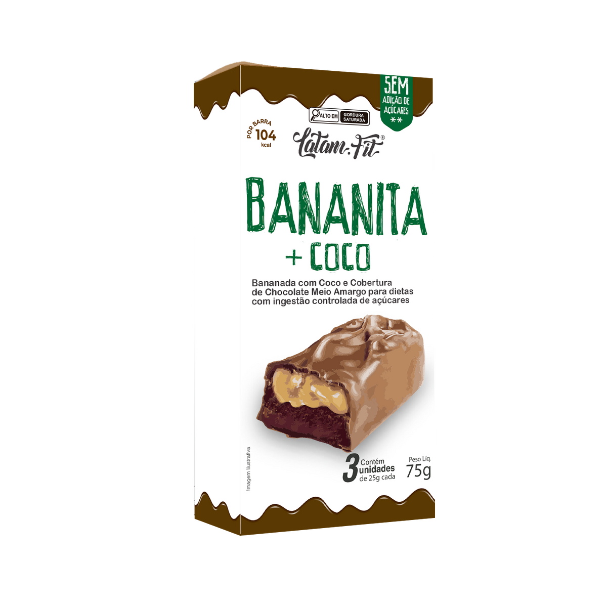 Banana + coco + chocolate - Zero Açúcar - 75g