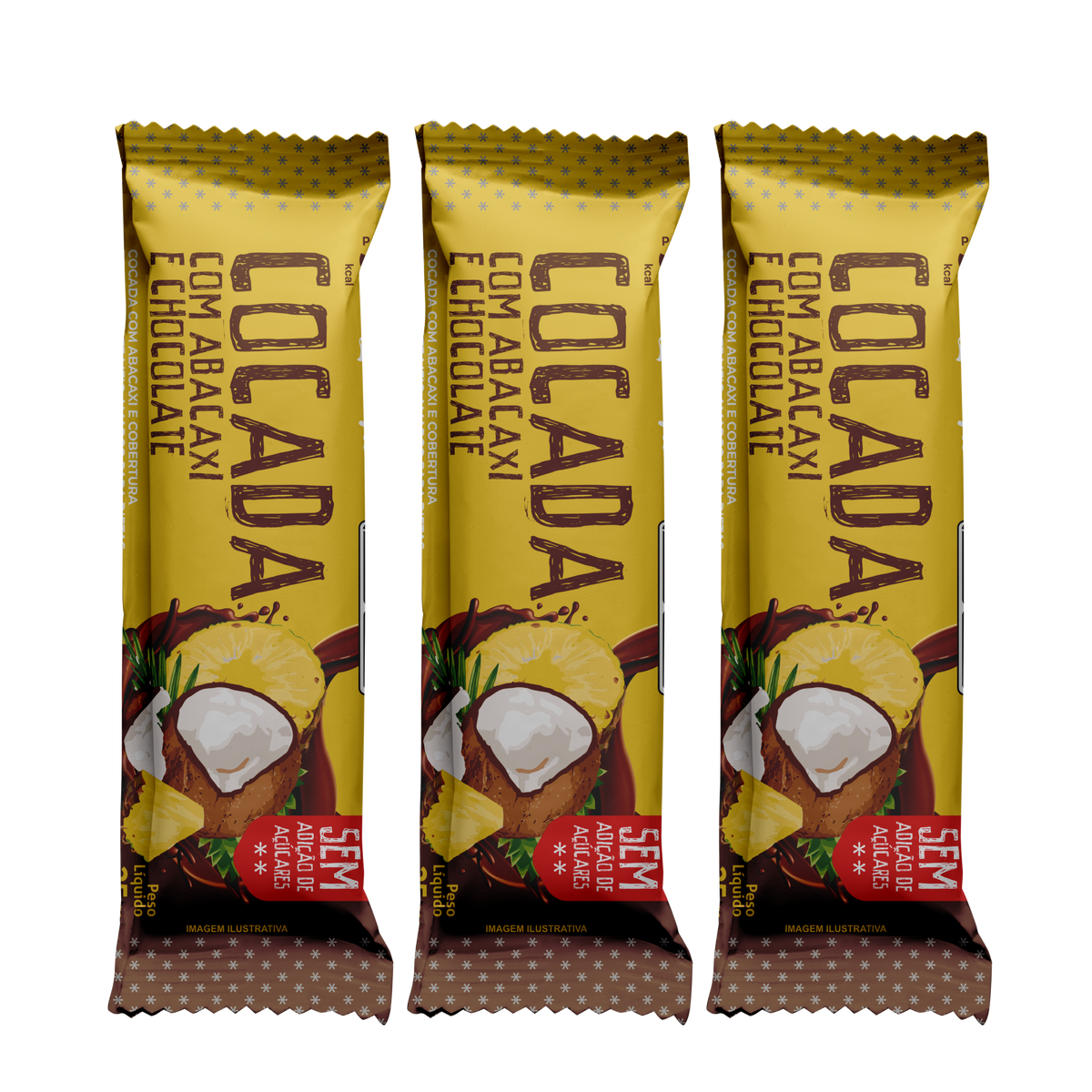 Cocada com Abacaxi e Chocolate Zero Açúcar 75g
