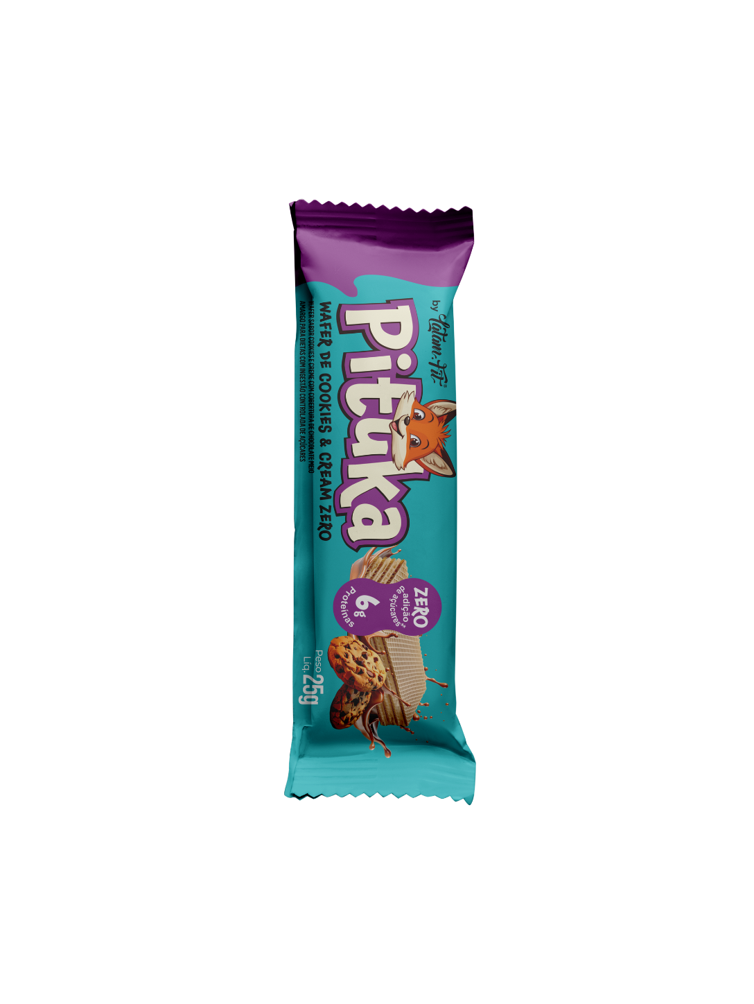Pituka Wafer recheio sabor Cookies com proteína coberto com Chocolate 300g