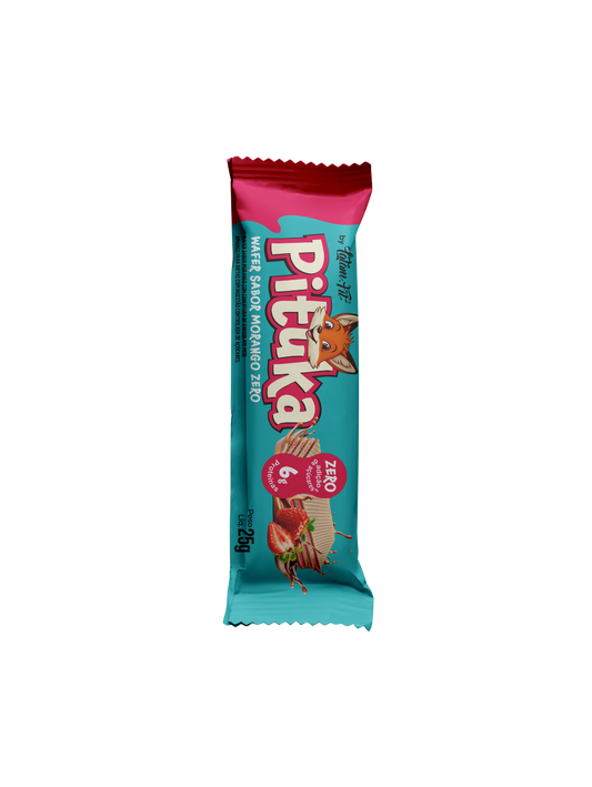 Pituka Wafer recheio sabor Morango com proteína coberto com Chocolate 300g