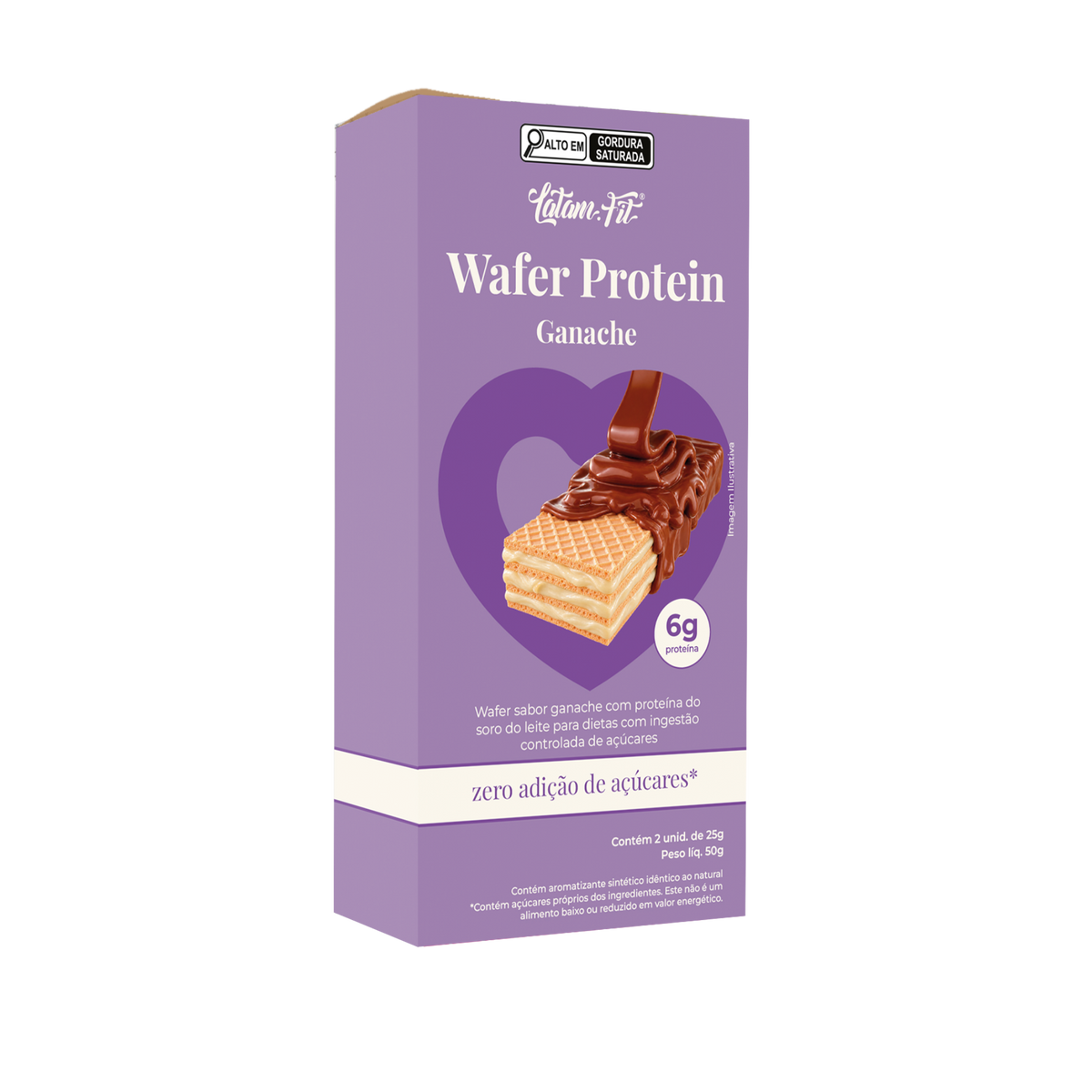 Wafer Ganache de Chocolate Branco + Proteína coberto com chocolate 50g