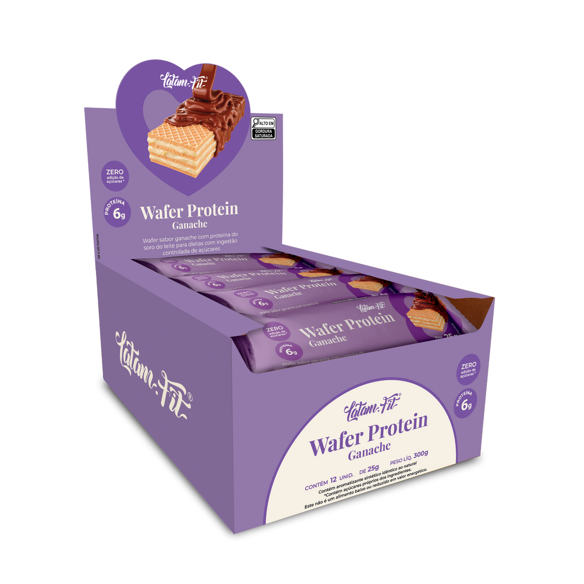 Wafer Ganache de Chocolate Branco coberto com chocolate 300g