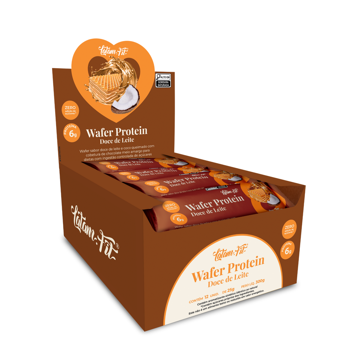 Wafer doce de leite com coco coberto com Chocolate 300g