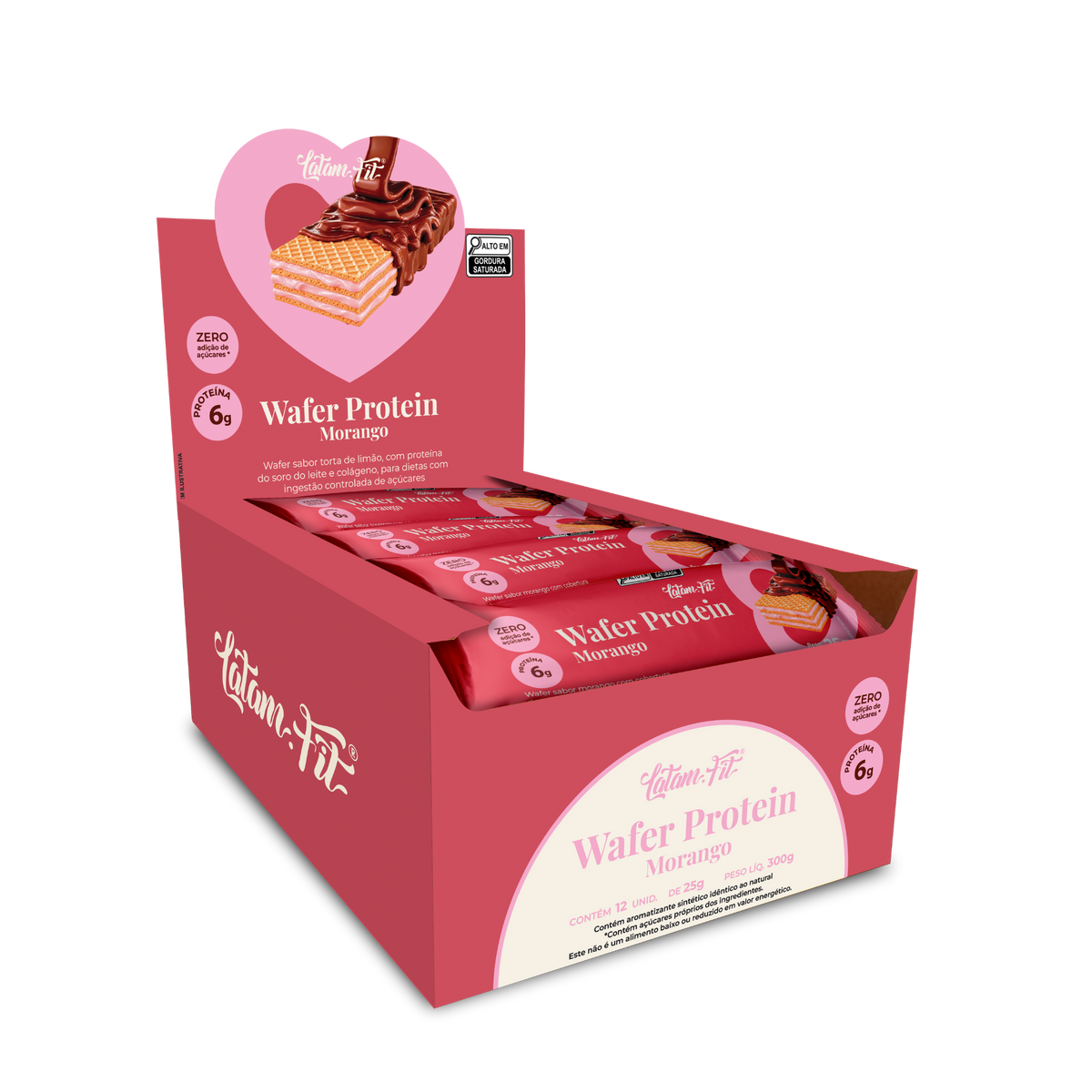 Wafer sabor Morango coberto com Chocolate 300g